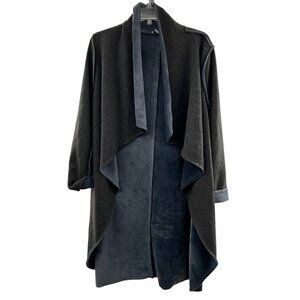 She+Sky Open Front Duster Jacket Fleece Line Collared Gray/Blue Size Small